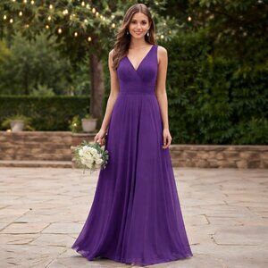 Pretty Prom Dress Size 10 Purple Chiffon Formal Bridesmaid Gown